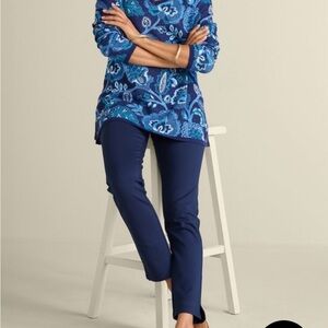 NWT Soft Surroundings ponte knit navy blue pull on elastic pants plus size 1X